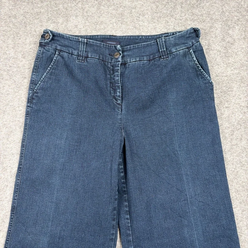 Westbound Wide Leg Jeans Womens 12 Short Dark Wash Trouser Denim High Rise Y2K - Picture 1 of 13